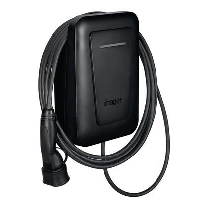 Hager wallbox, 11 to 22 kW AC, Type 2, with attached cable
